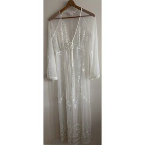 Victorias Secret VS Ethereal Bridal Whimsical Lace Mesh Sheer Kimono Robe XS/S